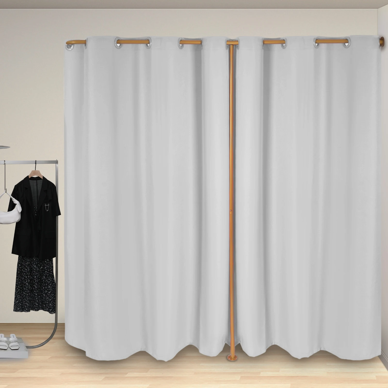 77.16-88.18Lbs High Load-Bearing F-Shape Bracket, Smooth ABS Ring Sliding Closure, Two Built-In Clothes Racks For Convenience
77.16-88.18Lbs High Load-Bearing F-Shape Bracket, Smooth ABS Ring Sliding Closure, Two Built-In Clothes Racks For Convenience