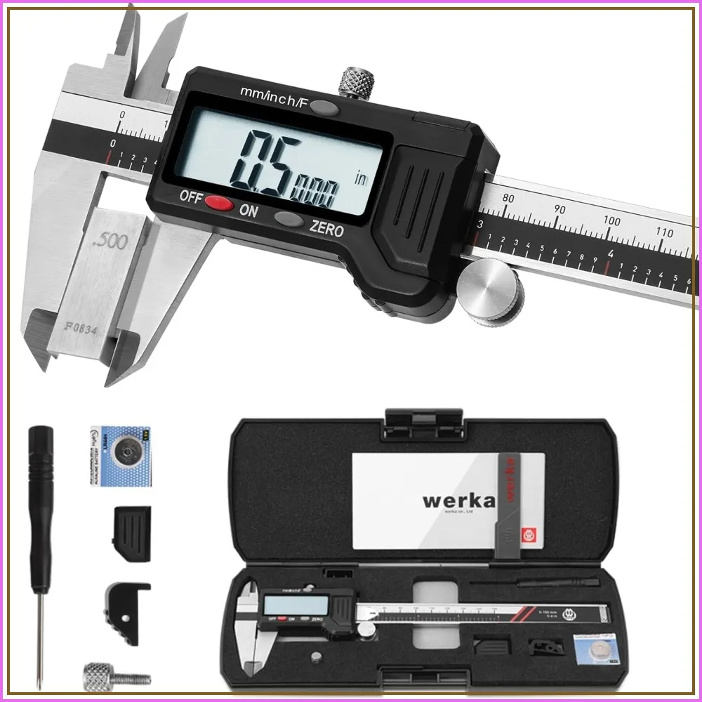 Digital Caliper 0-6" Measuring Tool, High Accuracy 0.001", Inch/Fraction/mm, 4 Ways, Stainless Steel
Digital Caliper 0-6" Measuring Tool, High Accuracy 0.001", Inch/Fraction/mm, 4 Ways, Stainless Steel
