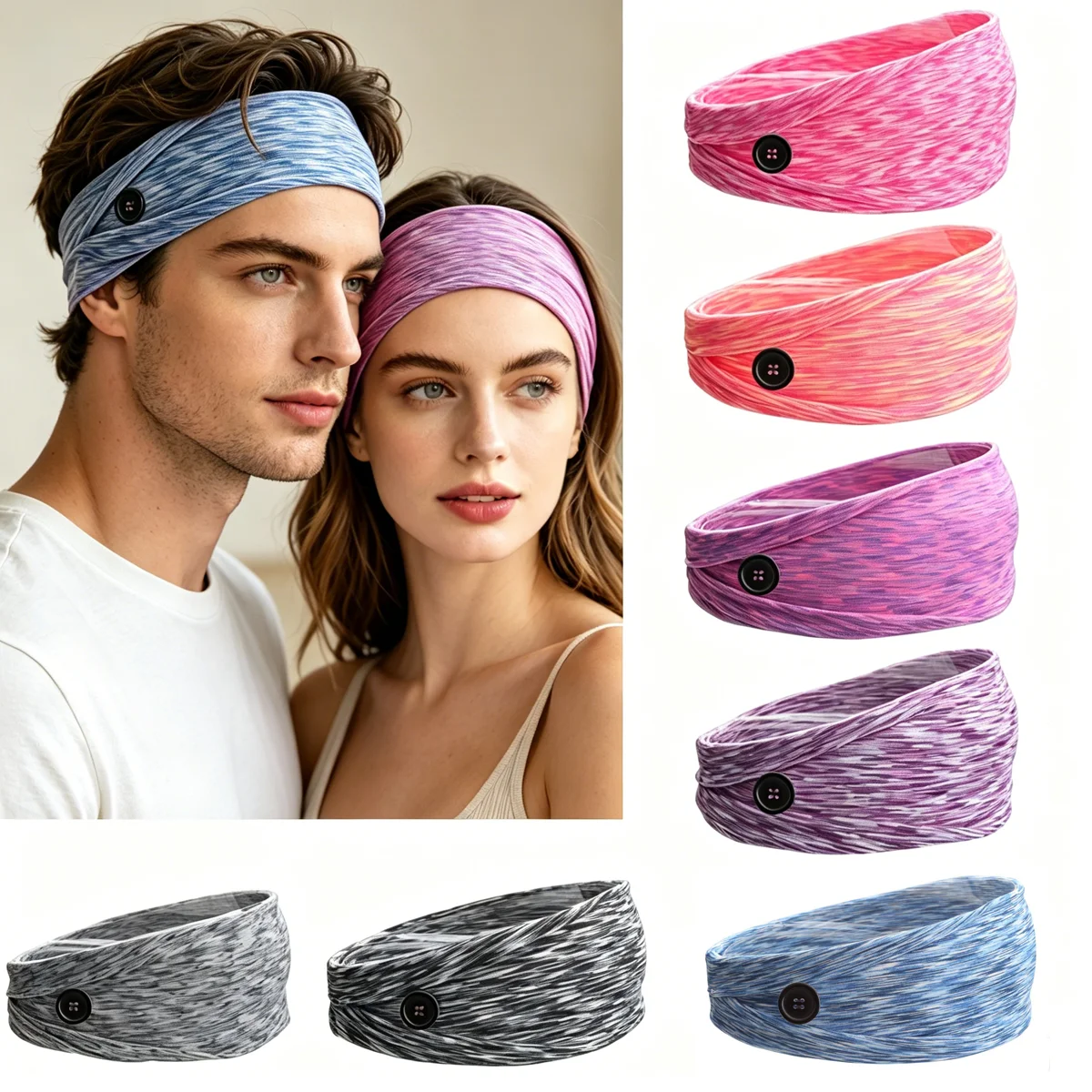 Button Headbands Non-slip Elastic Sweatbands with Mask Holder for Women and Women Running Yoga Workout Fitness-
Button Headbands Non-slip Elastic Sweatbands with Mask Holder for Women and Women Running Yoga Workout Fitness-