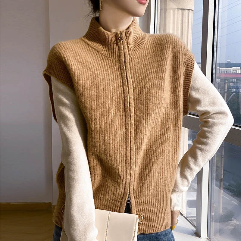 100% Merino Wool Thickened Women Turtleneck Zip Vest Soft Warm Cozy Stretchy Classic Autumn Winter Female Casual Pullover Knitwe
100% Merino Wool Thickened Women Turtleneck Zip Vest Soft Warm Cozy Stretchy Classic Autumn Winter Female Casual Pullover Knitwe