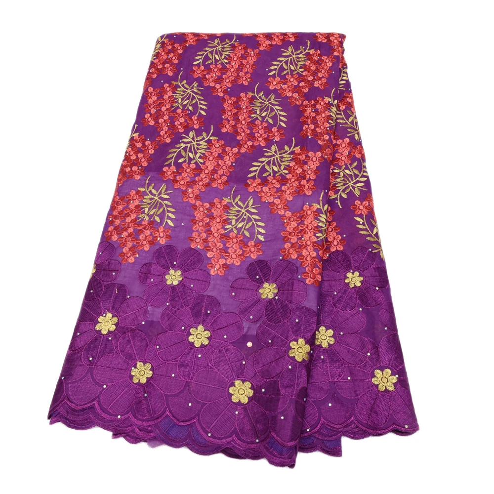 Purple Cotton Embroidery African Lace Fabric with Rhinestone, Swiss Voile, Nigerian Dress, High Quality, New, 5 Yards
Purple Cotton Embroidery African Lace Fabric with Rhinestone, Swiss Voile, Nigerian Dress, High Quality, New, 5 Yards