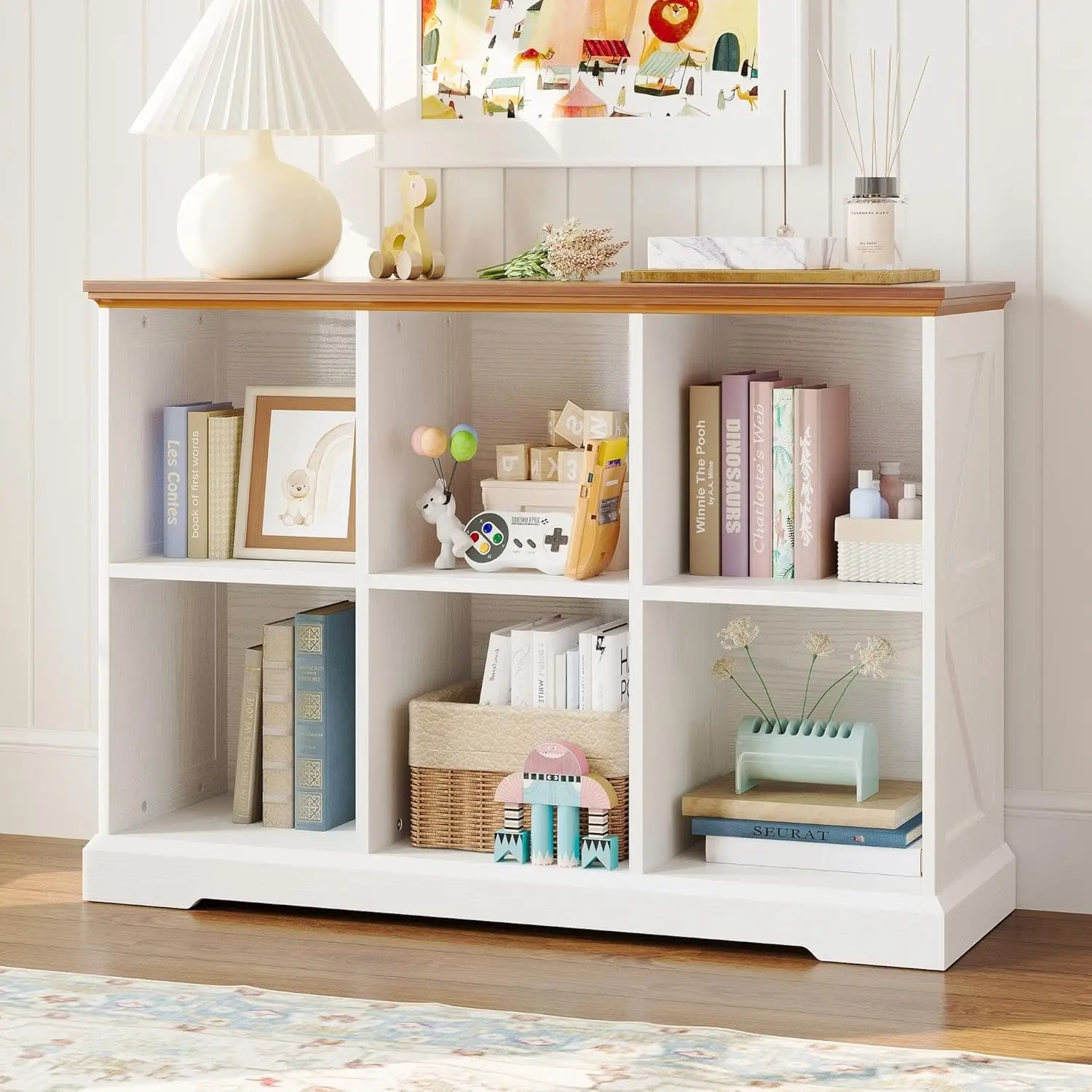 6 Cube Wooden Storage Organizer Shelf Farmhouse Bookcase Bedroom Living Room Home Office White, Customized
6 Cube Wooden Storage Organizer Shelf Farmhouse Bookcase Bedroom Living Room Home Office White, Customized