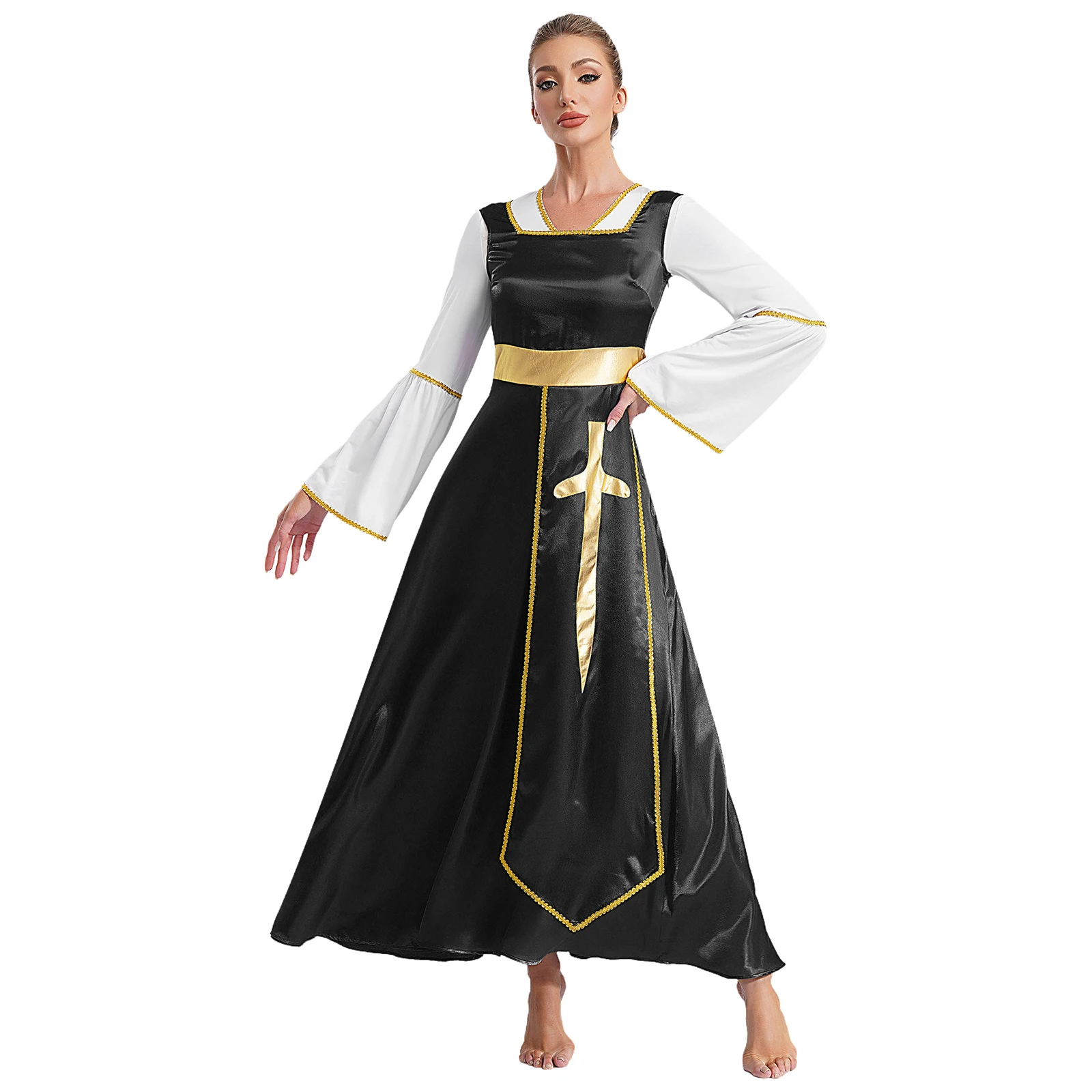 Womens Liturgical Praise Dance Dress Church Worship Modern Dancewear Square Neck Sleeveless Tunic Overlay Maxi Dress Chior Robe
Womens Liturgical Praise Dance Dress Church Worship Modern Dancewear Square Neck Sleeveless Tunic Overlay Maxi Dress Chior Robe