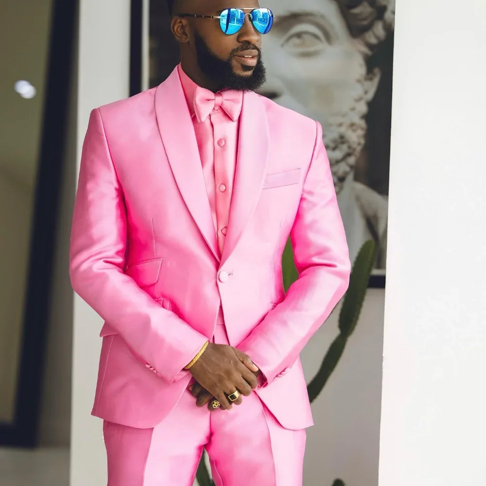 Chic Shawl Lapel Pink Men Suits 2 Piece Fashion One Button Solid Tuxedo Formal Groom Wedding Party Dinner Male Suit 2025
Chic Shawl Lapel Pink Men Suits 2 Piece Fashion One Button Solid Tuxedo Formal Groom Wedding Party Dinner Male Suit 2025