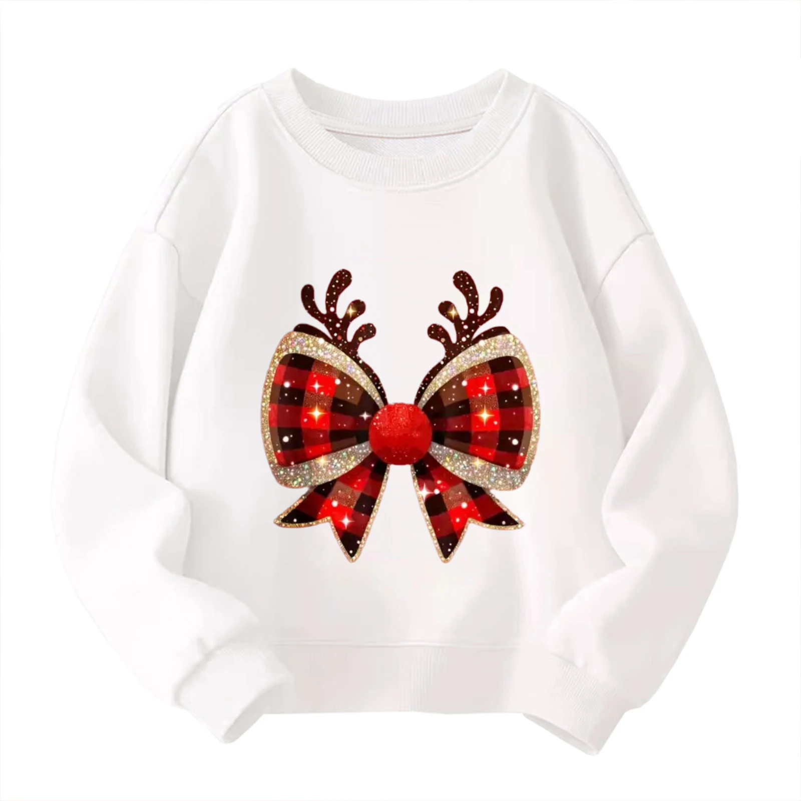 Детский свитшот с круглым вырезом — блестящий праздничный блестящий рождественский плед с бантом и рогами, праздничный белый пуловер с рисунком
Детский свитшот с круглым вырезом — блестящий праздничный блестящий рождественский плед с бантом и рогами, праздничный белый пуловер с рисунком