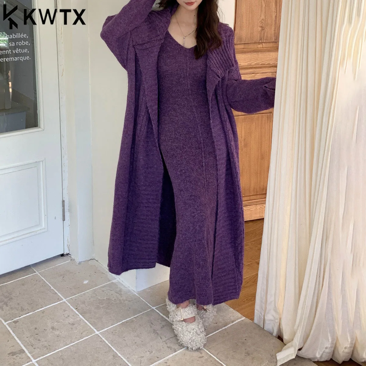 KWTX 2025 Women's Vintage Elegant Two-Piece Knit Dress Coat Set Fall Winter Premium Coord Set New Arrival Casual Comfortable
KWTX 2025 Women's Vintage Elegant Two-Piece Knit Dress Coat Set Fall Winter Premium Coord Set New Arrival Casual Comfortable
