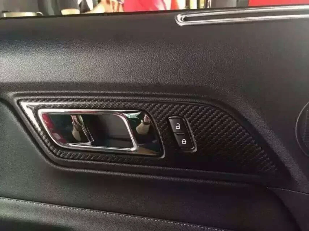 For Ford Mustang Real Dry carbon fiber 2015+ inner door left right handle panel frame lock button interior modification
For Ford Mustang Real Dry carbon fiber 2015+ inner door left right handle panel frame lock button interior modification