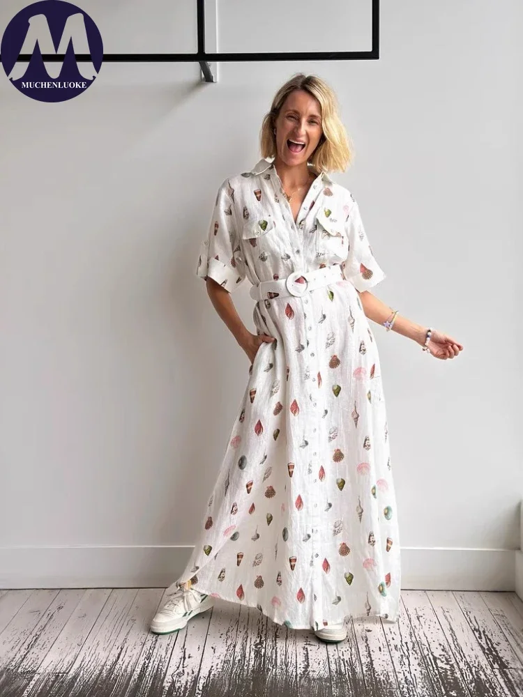 Elegant Womens Dresses Summer New Casual Printing Lantern Sleeve Half Sleeve Cardigan Dress Fashionable Loose Belt Long Dresses
Elegant Womens Dresses Summer New Casual Printing Lantern Sleeve Half Sleeve Cardigan Dress Fashionable Loose Belt Long Dresses