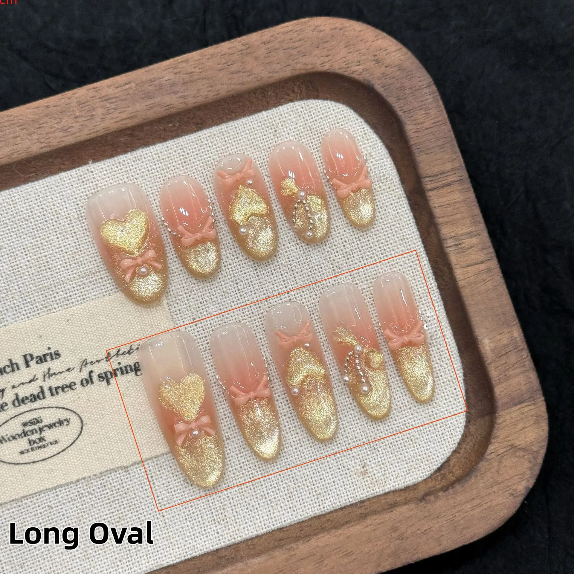 10pcs Gilded Sweet Peach Handmade Nails Nude Pink Gradient Heart-Shaped Bow Pearl Press on Nail Long Oval False Nail for Women
10pcs Gilded Sweet Peach Handmade Nails Nude Pink Gradient Heart-Shaped Bow Pearl Press on Nail Long Oval False Nail for Women