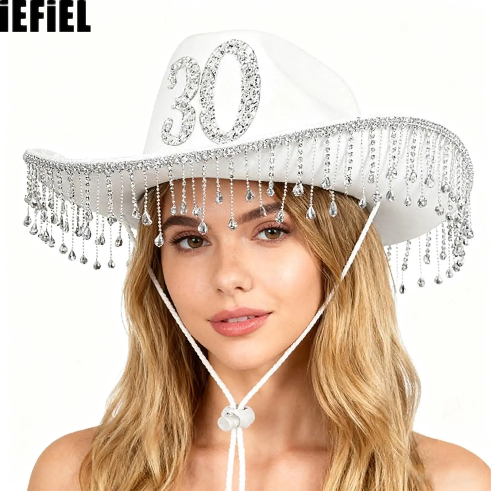 Women Western Cowgirl Hat Glitter Rhinestone Tassel Decor Cowboy Hat for Birthday 30 Years Old
Women Western Cowgirl Hat Glitter Rhinestone Tassel Decor Cowboy Hat for Birthday 30 Years Old