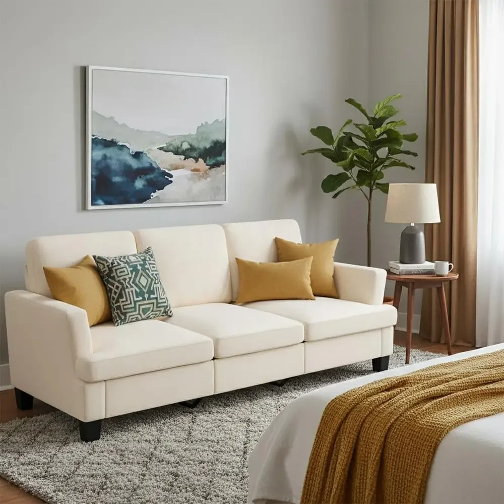 3 Seater Sofa for Living Room with Soft Deep Seats, Sofa 3 Seater in Linen, Upholstered Apartment Sofa with Armrests, Comfy Coz
3 Seater Sofa for Living Room with Soft Deep Seats, Sofa 3 Seater in Linen, Upholstered Apartment Sofa with Armrests, Comfy Coz
