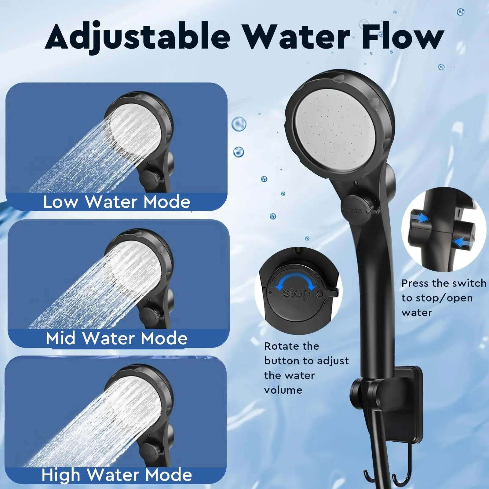 Portable Shower for Camping Rechargeable Travel Shower with LED Display Waterproof Outdoor Camp Pump with 3 Spray Modes
Portable Shower for Camping Rechargeable Travel Shower with LED Display Waterproof Outdoor Camp Pump with 3 Spray Modes