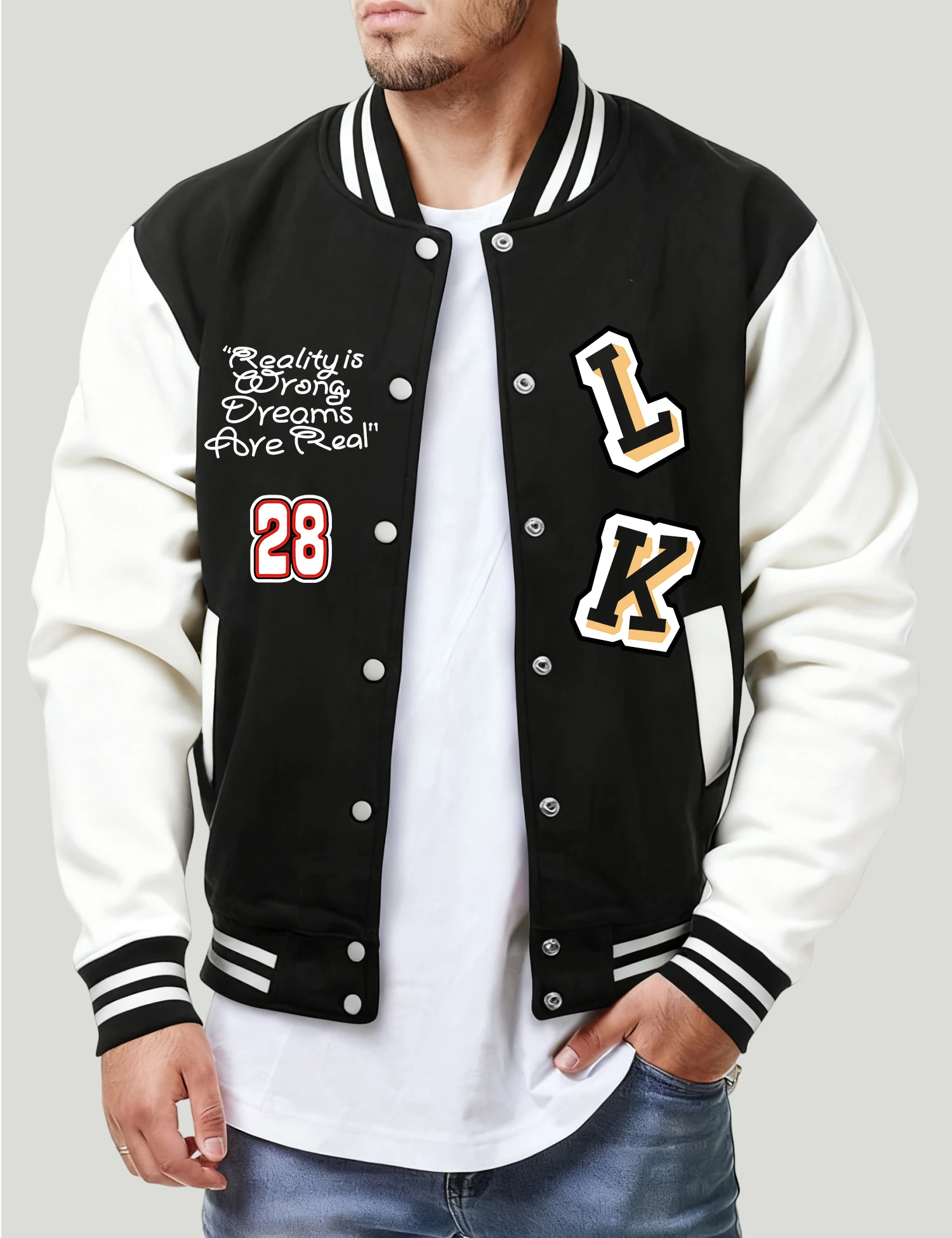 Number 28 And Letter L K Print Male Baseball Jersey Hip Hop Fleece Streetwear Autumn Casual Streetwear Men Loose Retro Jackets
Number 28 And Letter L K Print Male Baseball Jersey Hip Hop Fleece Streetwear Autumn Casual Streetwear Men Loose Retro Jackets