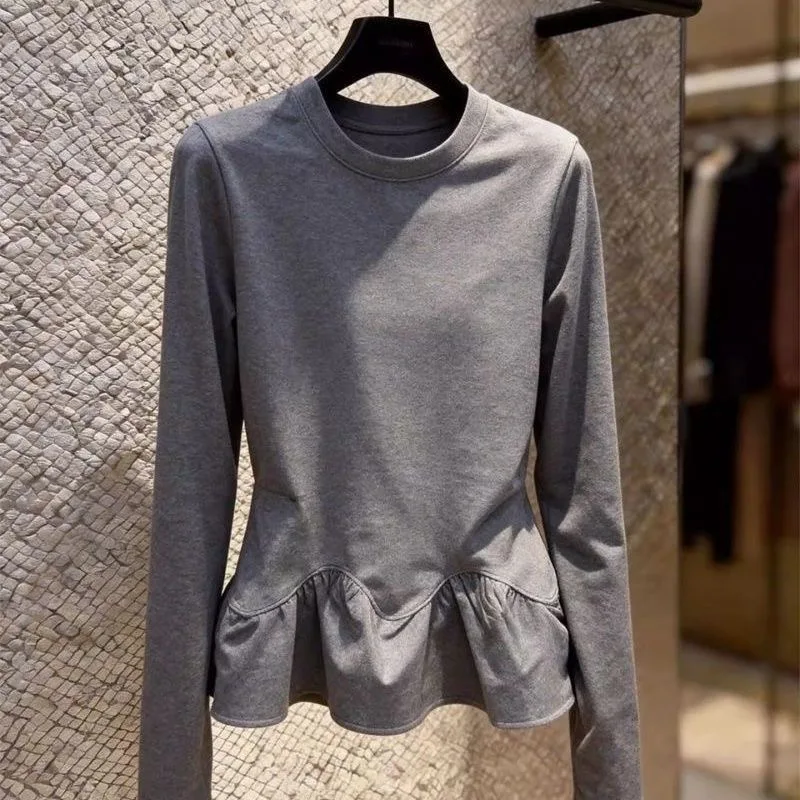 Grey Slim Fit Base Shirt with Lace Hem Waist Cinching Spring 2026 Women's Fashion Design Sense Bottoming Top Polyester
Grey Slim Fit Base Shirt with Lace Hem Waist Cinching Spring 2026 Women's Fashion Design Sense Bottoming Top Polyester