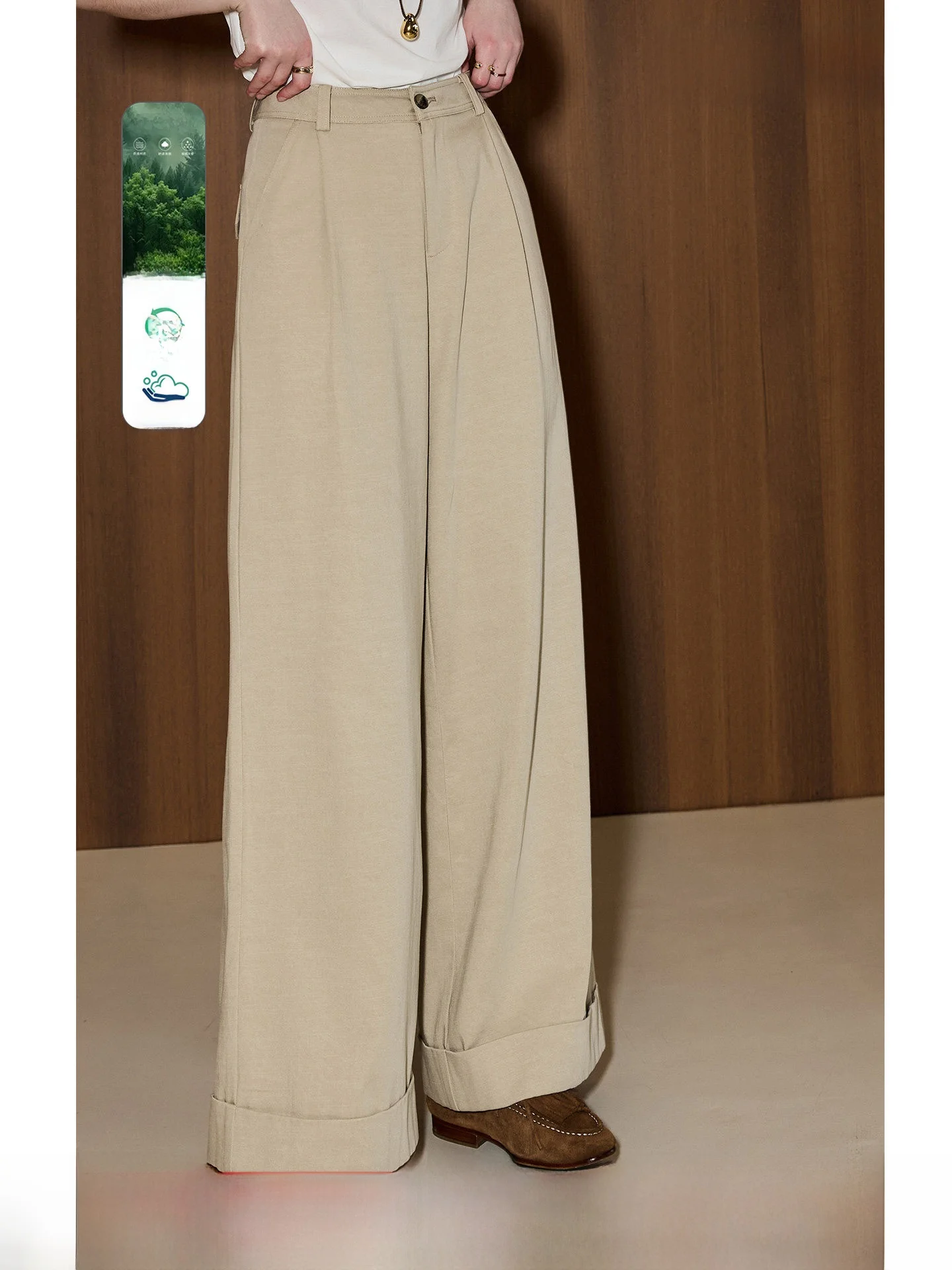 Khaki Color Cuffed Casual Pants for Women Commute Intellectual Style Straight Leg Pants Soft Comfortable Cotton Blend
Khaki Color Cuffed Casual Pants for Women Commute Intellectual Style Straight Leg Pants Soft Comfortable Cotton Blend