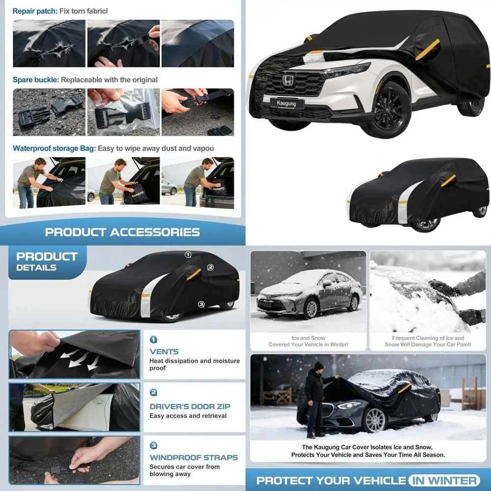 All-Weather Waterproof SUV Car Cover with UV Protection, Vents, Repair Patches, and Towel - Fits CRV, BMW X3
All-Weather Waterproof SUV Car Cover with UV Protection, Vents, Repair Patches, and Towel - Fits CRV, BMW X3