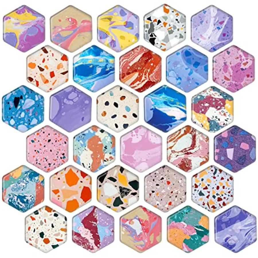 Шестигранные магниты на холодильник, красочные терраццо, магниты для шкафчика на холодильник, стекло для белой доски 
Шестигранные магниты на холодильник, красочные терраццо, магниты для шкафчика на холодильник, стекло для белой доски