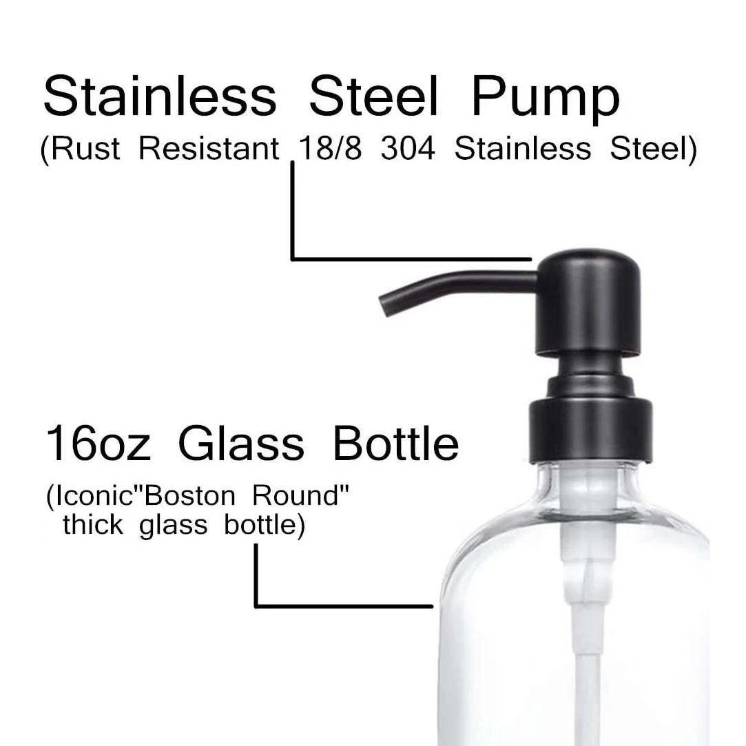 ABHU Soap Dispenser 16OZ,2 PCS Clear Glass Soap Dispenser With Stainless Steel Pump For Bathroom Kitchen
ABHU Soap Dispenser 16OZ,2 PCS Clear Glass Soap Dispenser With Stainless Steel Pump For Bathroom Kitchen