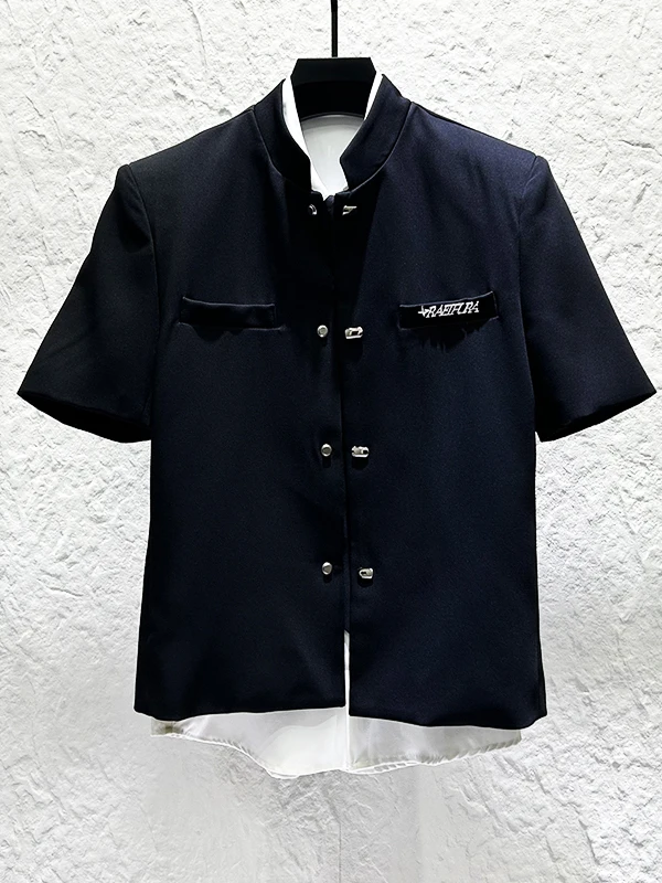 New Chinese Style Short Jacket Men's Casual Mid-Sleeve Stand Collar Black Leisure Versatile Coat Metal Button Design Fashionable
New Chinese Style Short Jacket Men's Casual Mid-Sleeve Stand Collar Black Leisure Versatile Coat Metal Button Design Fashionable