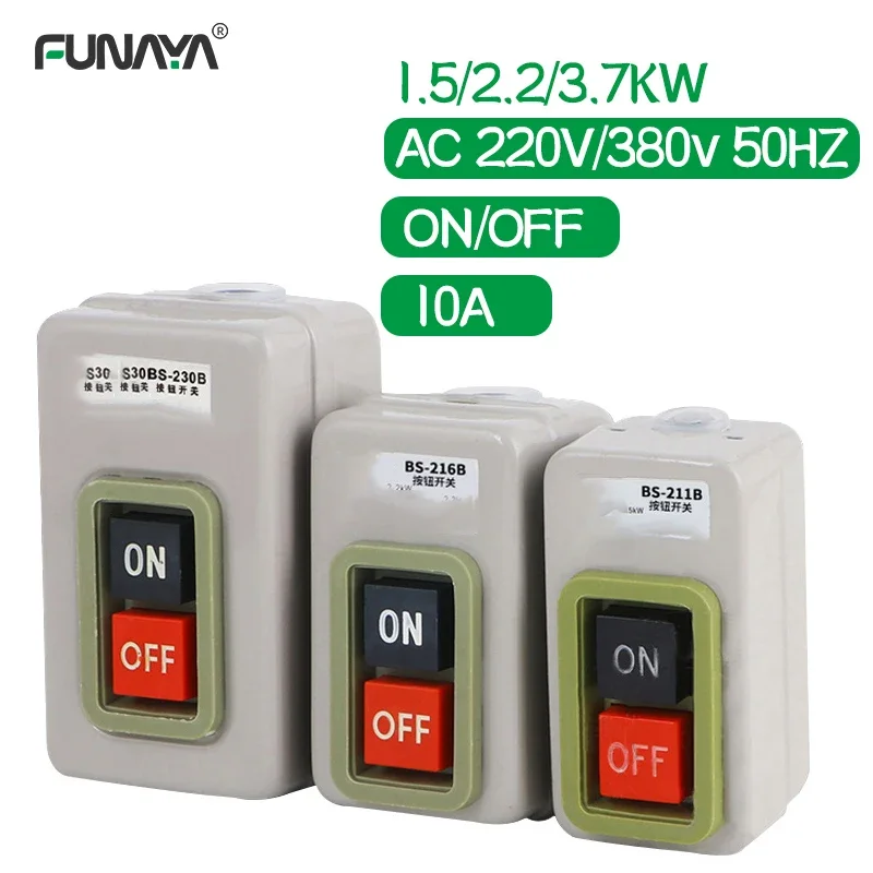 Motor Switch Self Lock Power Push Button ON/Off 1.5kw-7.5kw Electric Motor Power Start Switch Button AC220 350V for Bench Drill
Motor Switch Self Lock Power Push Button ON/Off 1.5kw-7.5kw Electric Motor Power Start Switch Button AC220 350V for Bench Drill