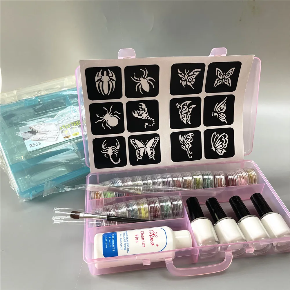 24 Colorful Glitter Waterproof Temporary Tattoo Pattern Diamond Painting Makeup Brushes Glue Set Template For Kids Adut
24 Colorful Glitter Waterproof Temporary Tattoo Pattern Diamond Painting Makeup Brushes Glue Set Template For Kids Adut