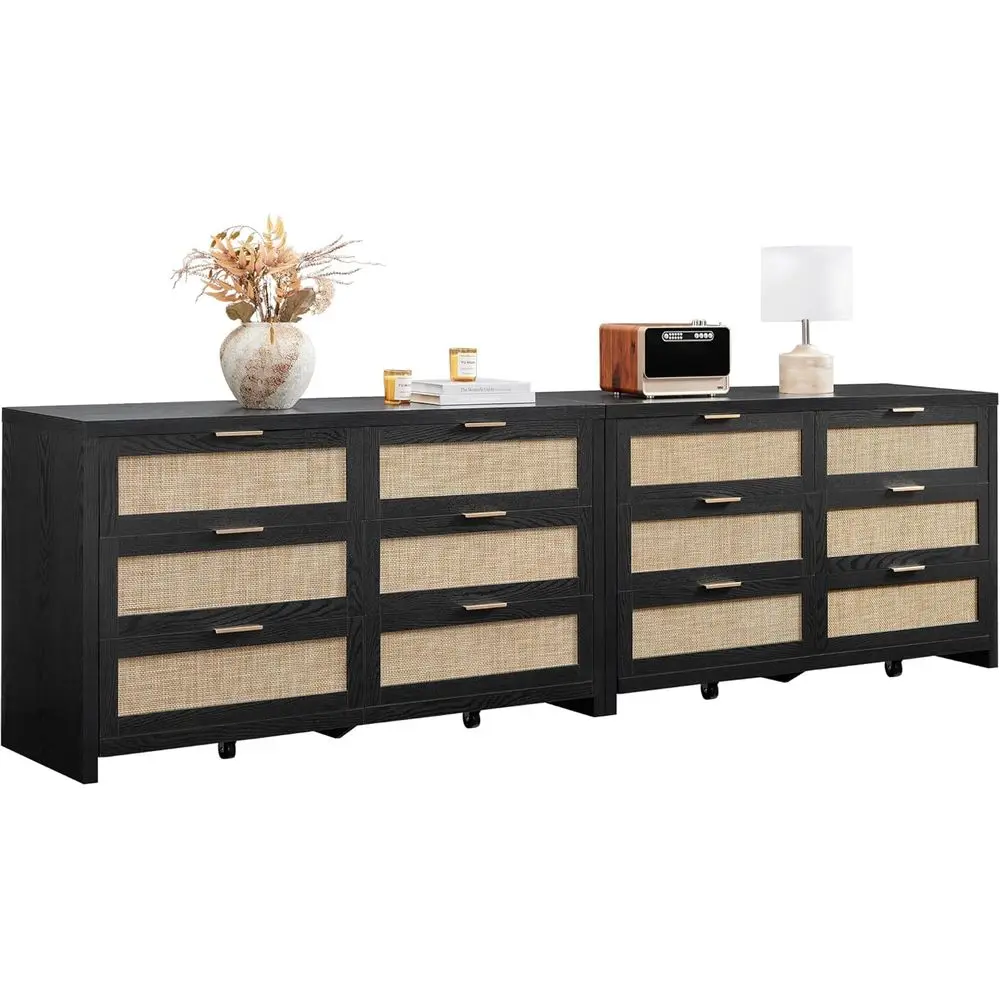6-Drawer Bedroom Set with Large Wooden Chest, Storage Options, and Boho Style TV Stand (Black Oak, 2-Piece)
6-Drawer Bedroom Set with Large Wooden Chest, Storage Options, and Boho Style TV Stand (Black Oak, 2-Piece)