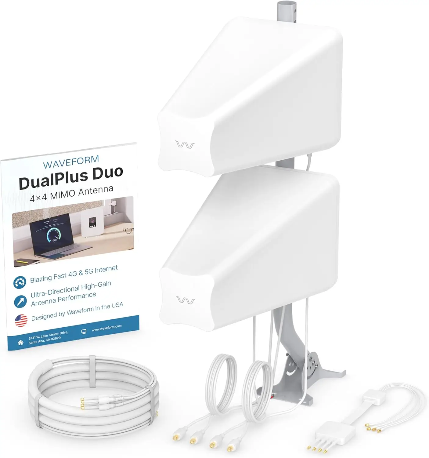 DualPlus Duo: 4x4 MIMO Периодическая антенна направленного бревна | Внешняя антенна для маршрутизаторов и шлюзов 4G/5G
DualPlus Duo: 4x4 MIMO Периодическая антенна направленного бревна | Внешняя антенна для маршрутизаторов и шлюзов 4G/5G