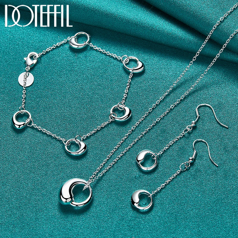 DOTEFFIL 3pcs 925 Sterling Silver Water Drops Pendant Necklace Bracelet Earring Set For Women Man Wedding Jewelry
DOTEFFIL 3pcs 925 Sterling Silver Water Drops Pendant Necklace Bracelet Earring Set For Women Man Wedding Jewelry