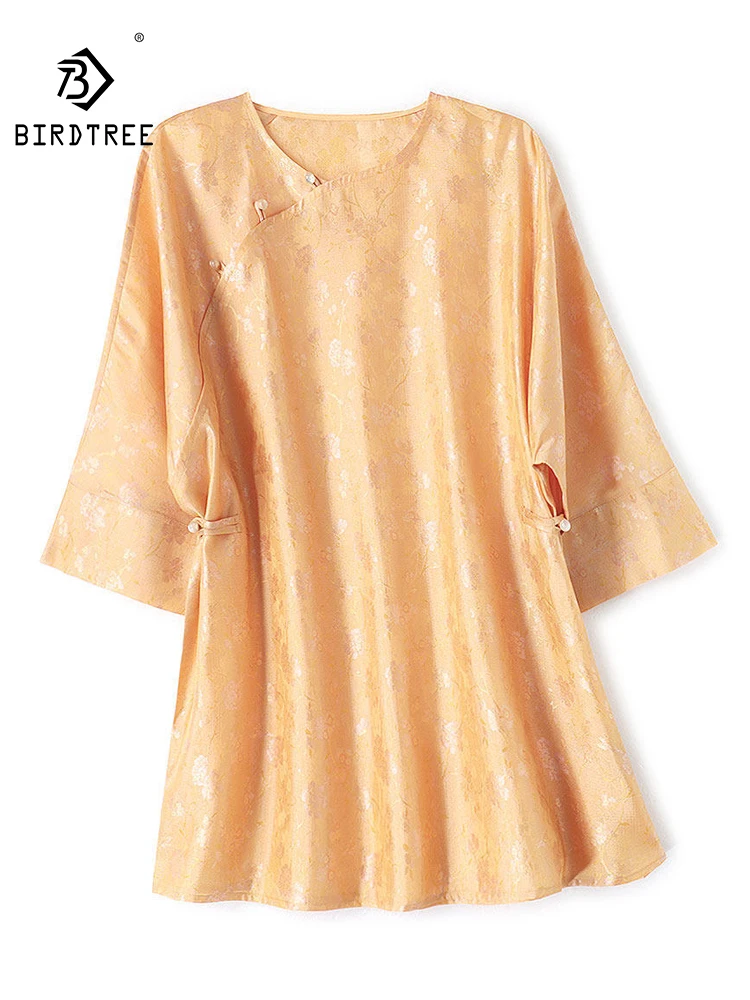 BirdTree-Silk Floating Light Luo Elegant Shirt, V Neck Floral Lace-up, Women Casual Vintage Loose Blouse, 2026 Summer T65670CC
BirdTree-Silk Floating Light Luo Elegant Shirt, V Neck Floral Lace-up, Women Casual Vintage Loose Blouse, 2026 Summer T65670CC