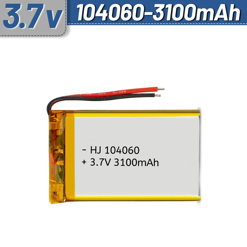 104060 3.7V 3100mAh Li-Polymer Rechargeable Battery Cell CE RoHS Certified for GPS Tracker Power Bank Bluetooth Headset
104060 3.7V 3100mAh Li-Polymer Rechargeable Battery Cell CE RoHS Certified for GPS Tracker Power Bank Bluetooth Headset
