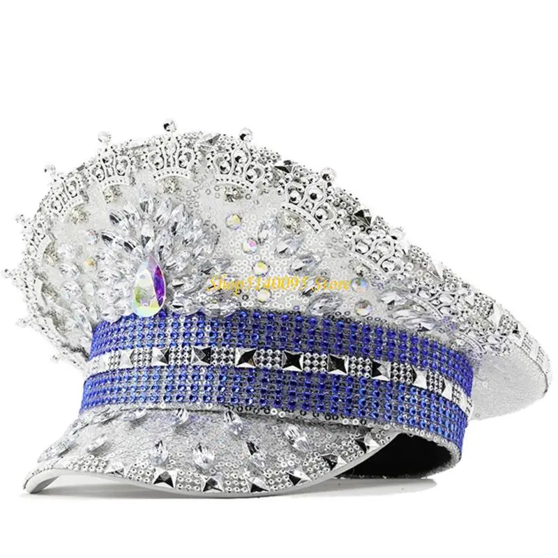 DXAE Jeweled Captain Hat Pearls Crystal Sailors Hat Stage Actor Concert Props
DXAE Jeweled Captain Hat Pearls Crystal Sailors Hat Stage Actor Concert Props
