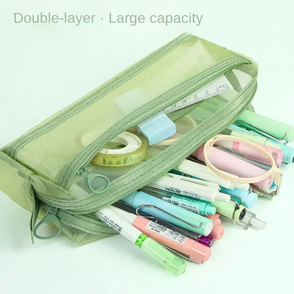 Double Layer Mesh Pen Bag Transparent Durable Pencil Case Large Capacity High Quality Stationery Storage Bag Student
Double Layer Mesh Pen Bag Transparent Durable Pencil Case Large Capacity High Quality Stationery Storage Bag Student