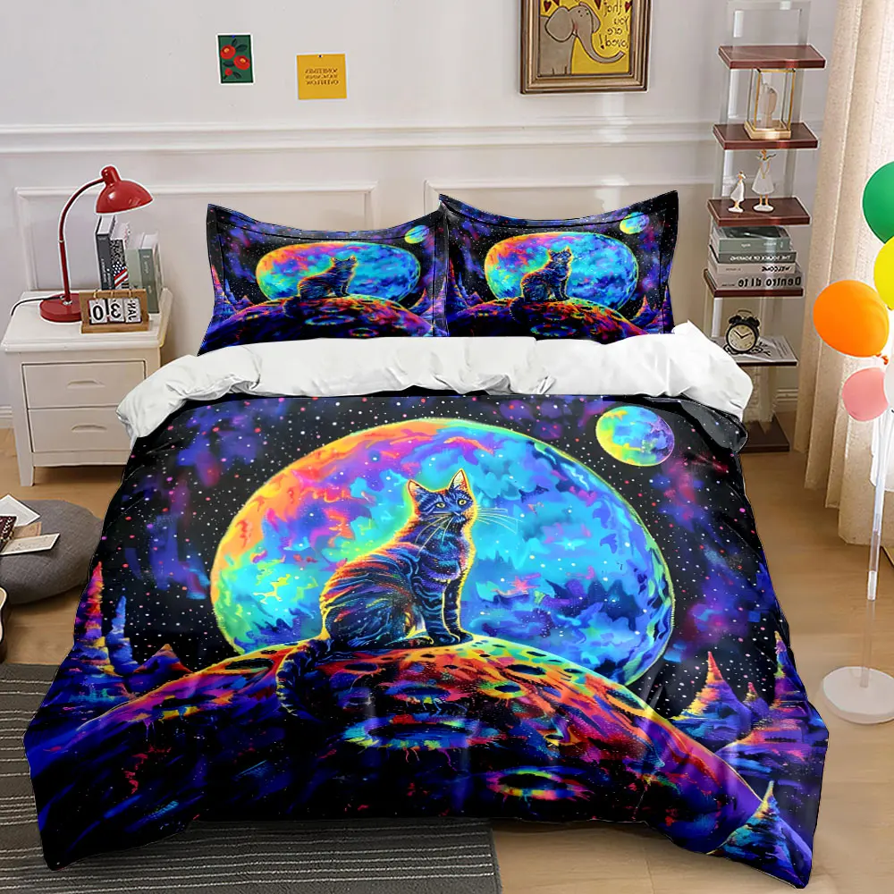 Mysterious Cat in Rainbow Universe Print Bedding Set 1 Duvet Cover 2 Pillowcases for Adult and Children Luxury Gift Full Size
Mysterious Cat in Rainbow Universe Print Bedding Set 1 Duvet Cover 2 Pillowcases for Adult and Children Luxury Gift Full Size