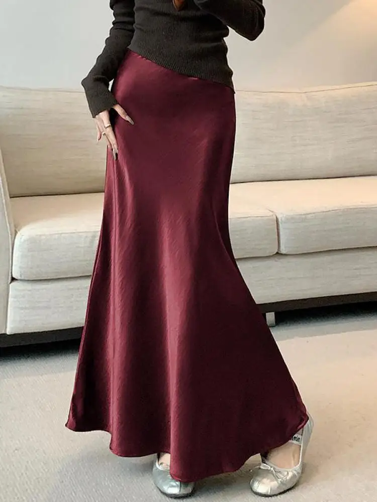 Korean Fashion Solid Elegant High Waist Wrap Hip Long Skirt 2025 Spring Summer Women Slim Vacation Pleated A-line Fishtail Skirt 
Korean Fashion Solid Elegant High Waist Wrap Hip Long Skirt 2025 Spring Summer Women Slim Vacation Pleated A-line Fishtail Skirt
