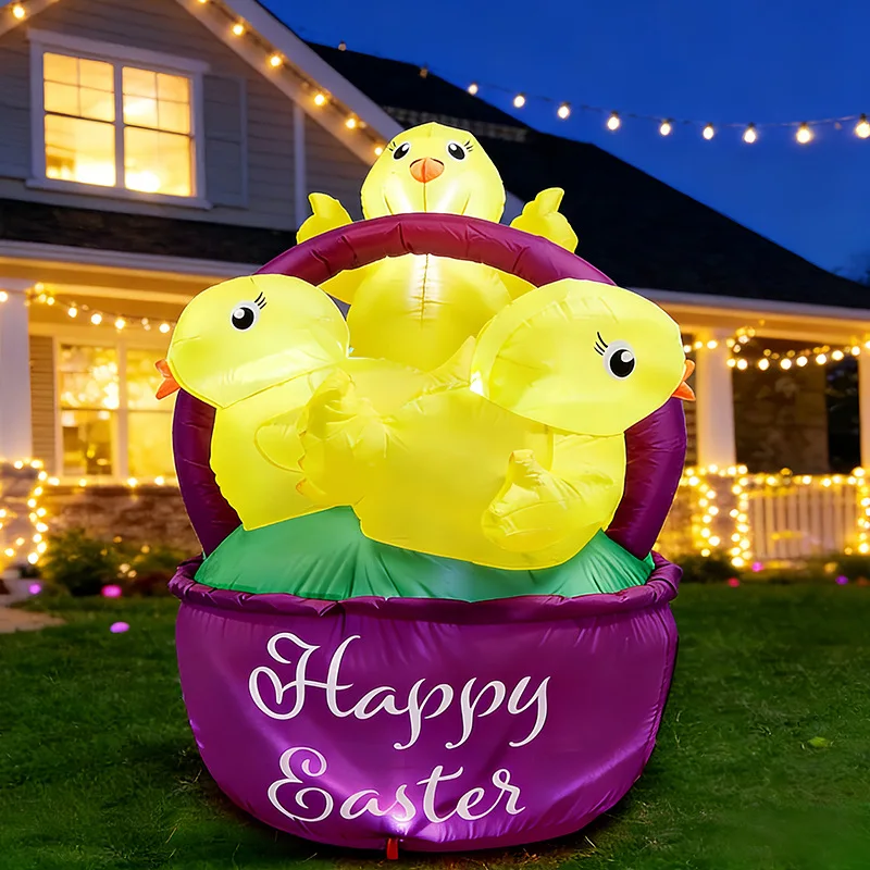1.5M Easter Air Mold Inflatable Outdoor Decorations Three Chickens Sitting in A Flower Basket LED Lights Garden Ornament
1.5M Easter Air Mold Inflatable Outdoor Decorations Three Chickens Sitting in A Flower Basket LED Lights Garden Ornament