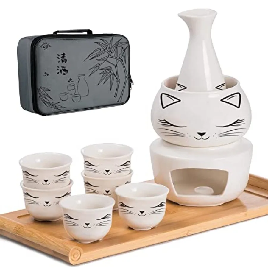Ceramic Sake Cups with Warmer Pot Bamboo Tray Traditional Porcelain Pottery Hot Saki Drink 10pcs Set 1 Stove 1 Warming Bowl 1 S
Ceramic Sake Cups with Warmer Pot Bamboo Tray Traditional Porcelain Pottery Hot Saki Drink 10pcs Set 1 Stove 1 Warming Bowl 1 S