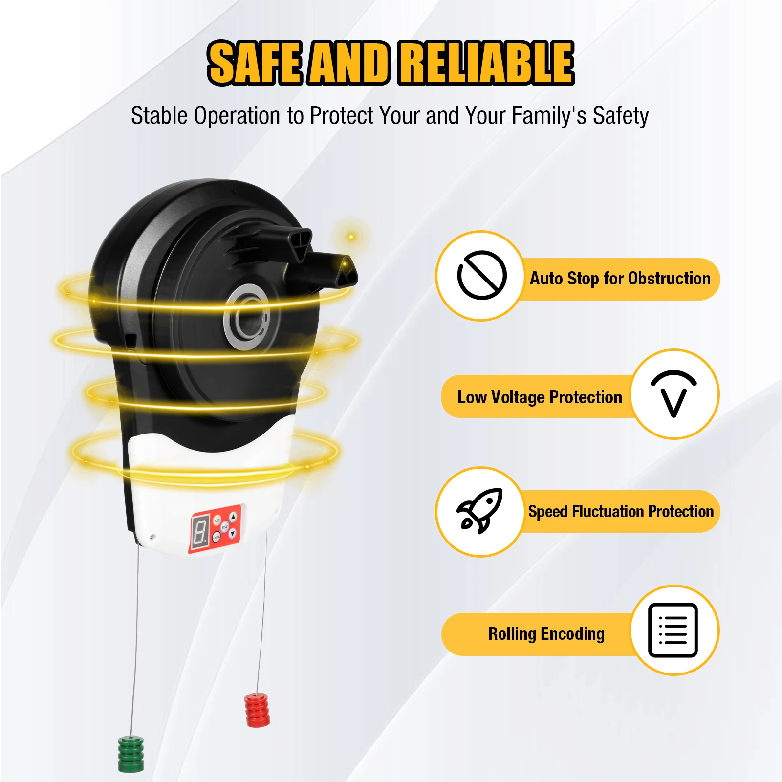 800N Rolling Door Opener with 2 Remotes & 55dB Quiet Operation, Anti-Theft Code for Garage/Warehouse
800N Rolling Door Opener with 2 Remotes & 55dB Quiet Operation, Anti-Theft Code for Garage/Warehouse