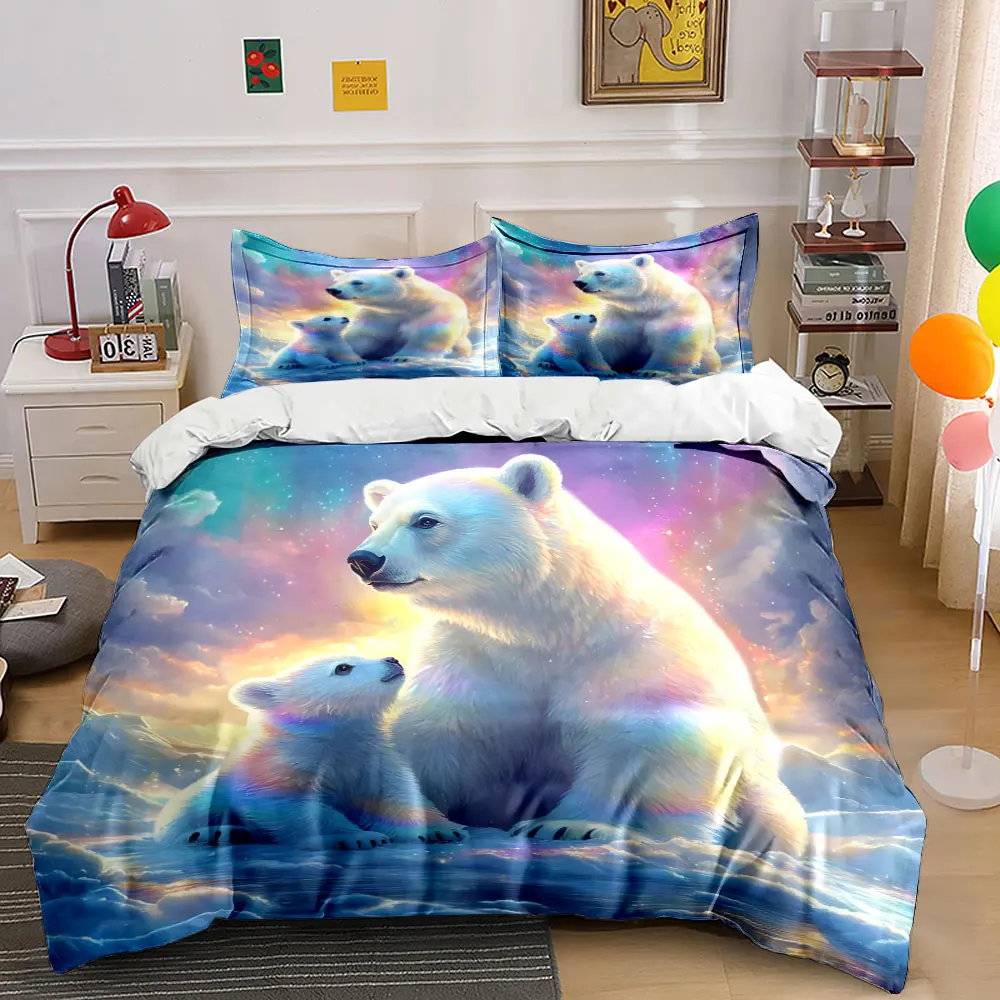 3pcs Polar bear mother and cub under aurora Print Bedding Set 1 Duvet Cover 2 Pillowcases for Adult and Children Luxury Gift
3pcs Polar bear mother and cub under aurora Print Bedding Set 1 Duvet Cover 2 Pillowcases for Adult and Children Luxury Gift