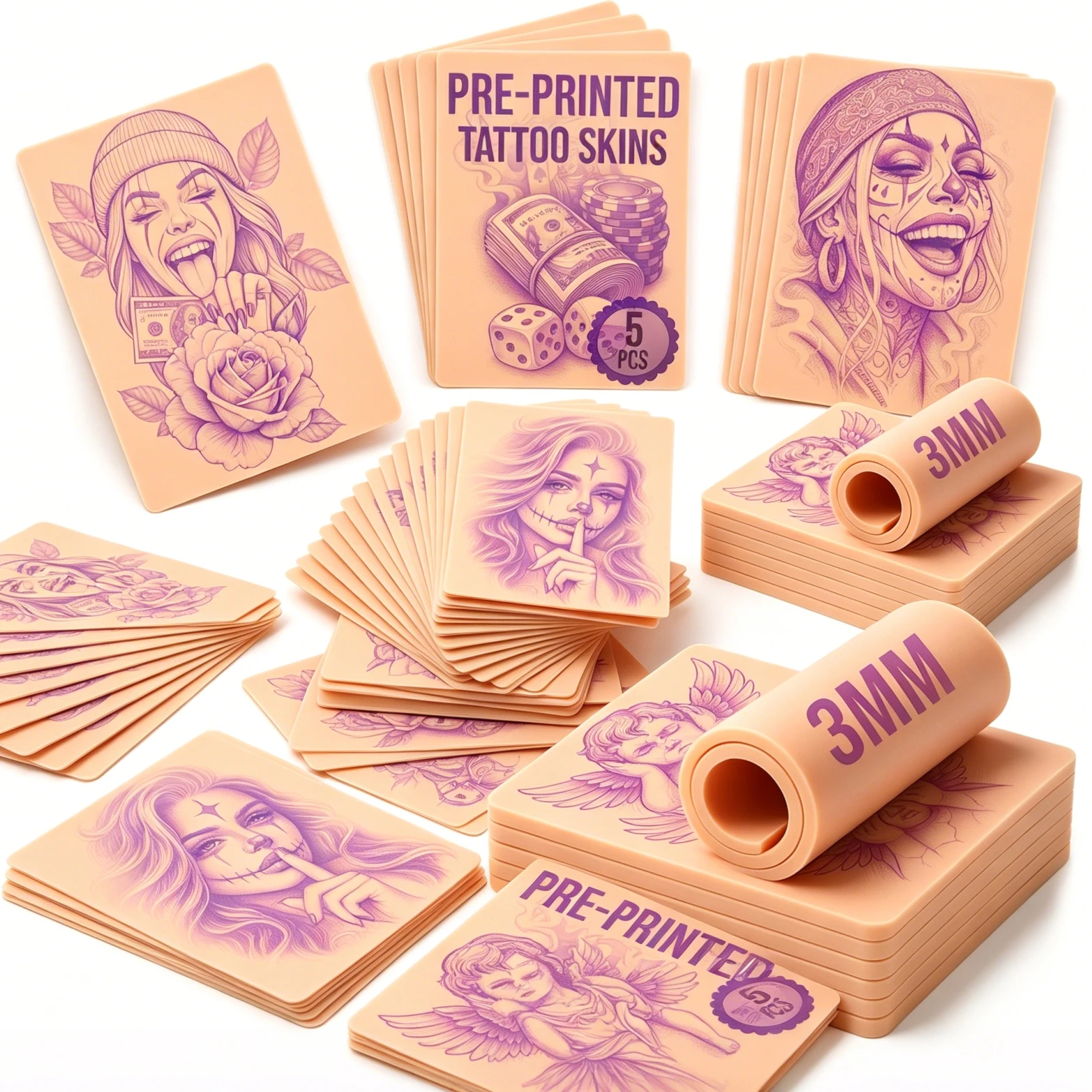 1/5/10/15pcs 3MM Silicone Tattoo Practice Skin Double Permanent Makeup Fake Tattoo Beginner Practice Microblading Accessorie
1/5/10/15pcs 3MM Silicone Tattoo Practice Skin Double Permanent Makeup Fake Tattoo Beginner Practice Microblading Accessorie