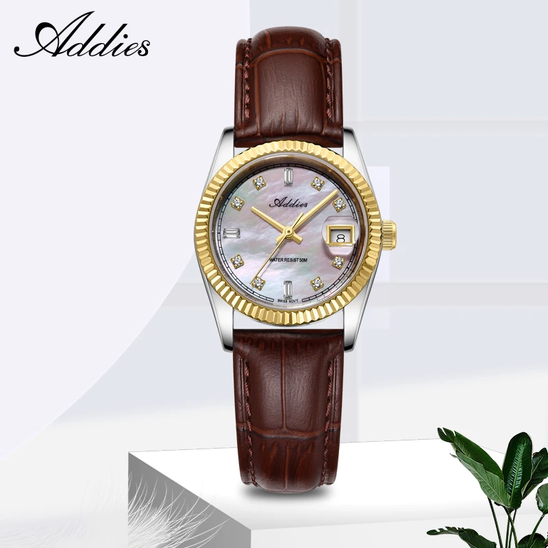 ADDIES Elegant Stainless Steel 585 Ladies Quartz Watch Date Display Czech rhinestones Watches Sapphire Glass Women's Wristwatch
ADDIES Elegant Stainless Steel 585 Ladies Quartz Watch Date Display Czech rhinestones Watches Sapphire Glass Women's Wristwatch
