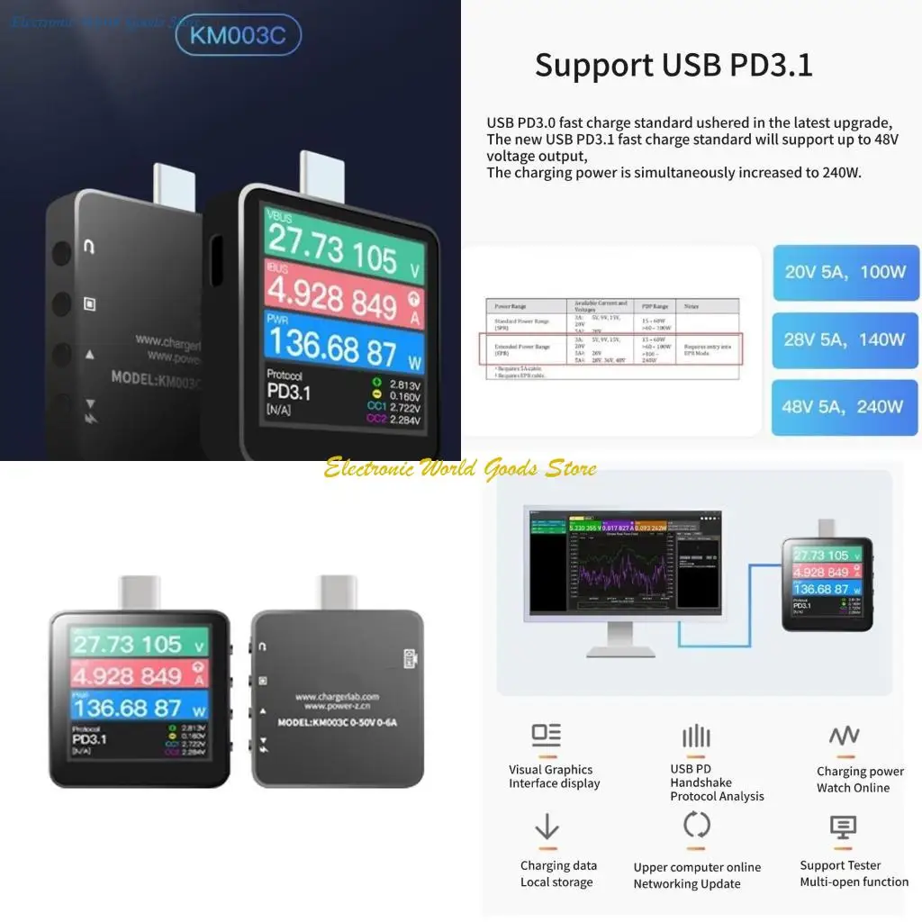 A3PD Upgraded PD USB Current Detectors Portable Testing Tool for Chargers 
A3PD Upgraded PD USB Current Detectors Portable Testing Tool for Chargers