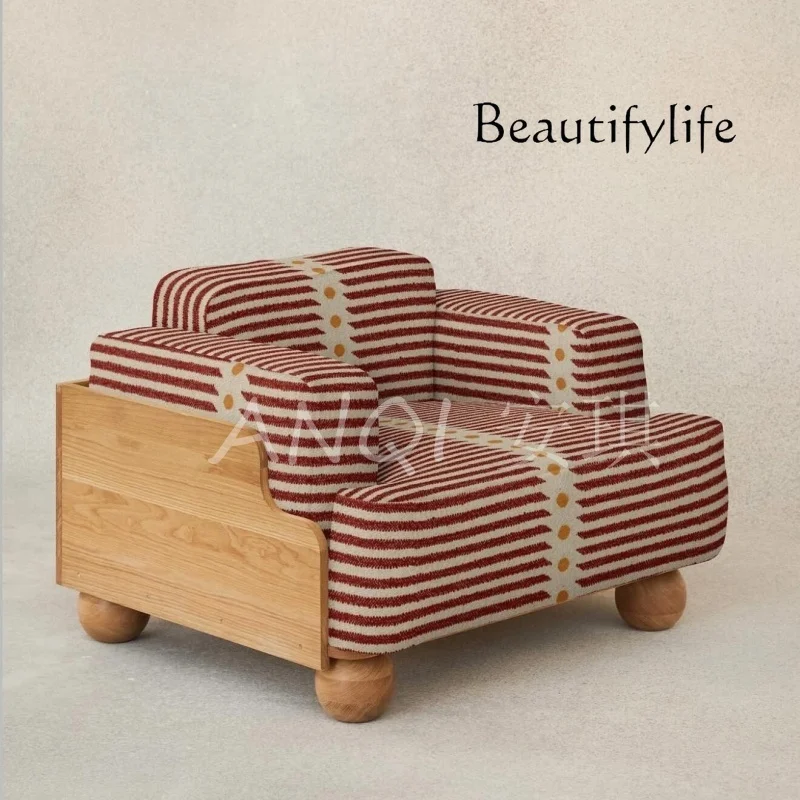 Medieval striped fabric solid wood base single sofa chair retro pastoral leisure sofa
Medieval striped fabric solid wood base single sofa chair retro pastoral leisure sofa