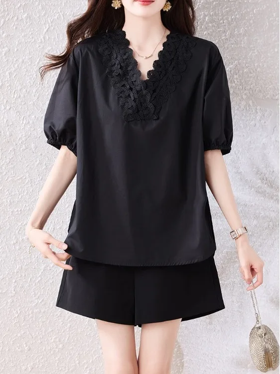 Casual V-Neck Short Sleeve Shirt Women's Design Sense Splice Pure Color Leisure Match Summer New Style Polyester Fiber
Casual V-Neck Short Sleeve Shirt Women's Design Sense Splice Pure Color Leisure Match Summer New Style Polyester Fiber