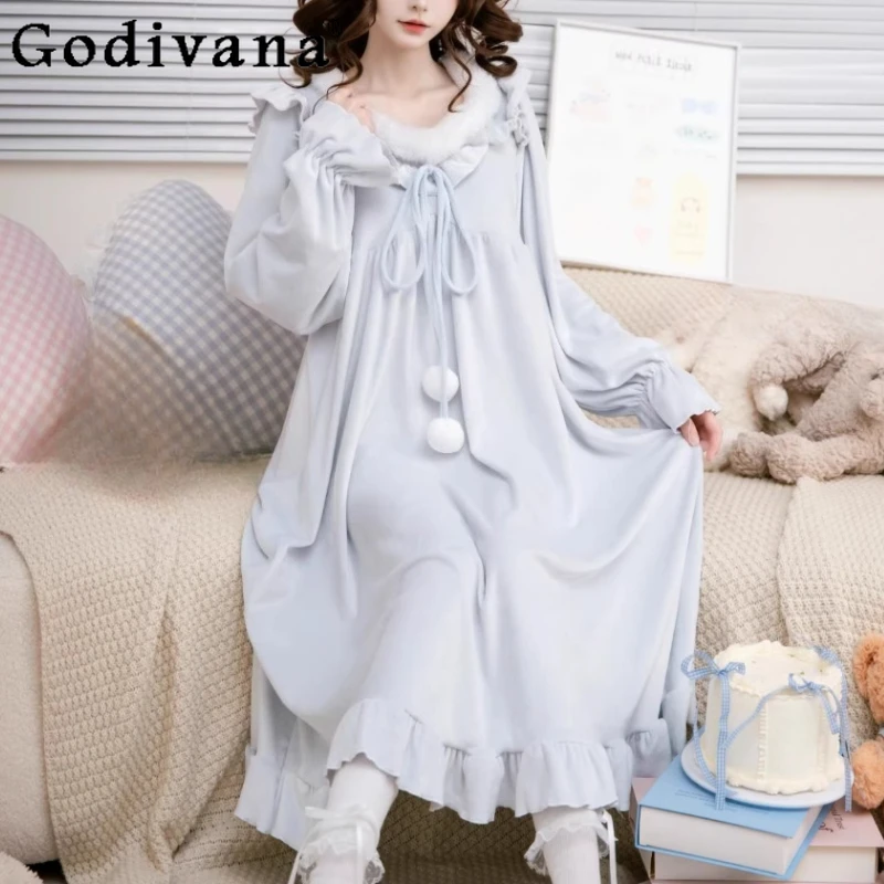 Sweet Leisure Lolita Nightdress Elegant Female Four Seasons Cute Princess Long Sleeve Ruffles Splicing Loose Comfort Dress
Sweet Leisure Lolita Nightdress Elegant Female Four Seasons Cute Princess Long Sleeve Ruffles Splicing Loose Comfort Dress