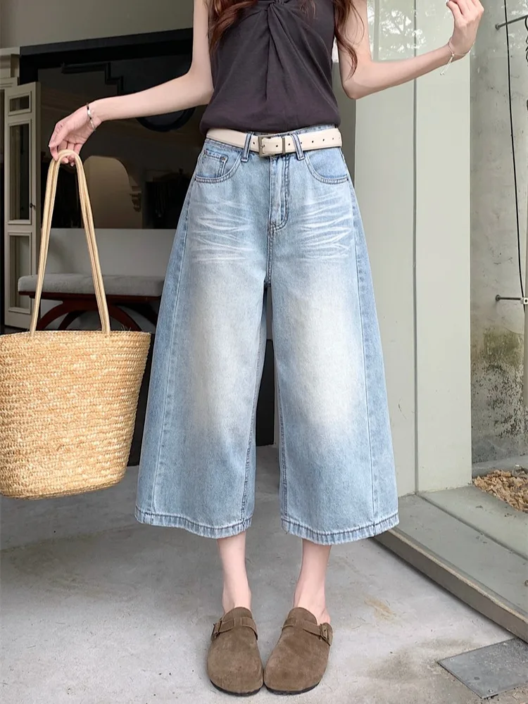 American Retro Washed Wide Leg Seven-Foot Jeans Women Summer Casual High Waist Loose Slim Straight Mid-Pants Casual Jeans
American Retro Washed Wide Leg Seven-Foot Jeans Women Summer Casual High Waist Loose Slim Straight Mid-Pants Casual Jeans