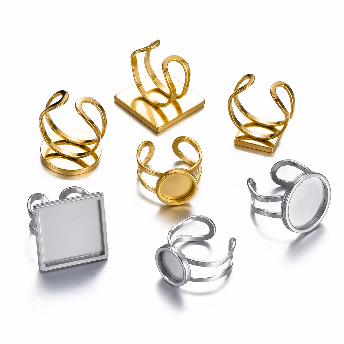 4PCS Stainless Steel Adjustable Ring Round Square Settings Blank Base Glass Cabochons Bezels Jewelry Making Fit for 10mm-25mm
4PCS Stainless Steel Adjustable Ring Round Square Settings Blank Base Glass Cabochons Bezels Jewelry Making Fit for 10mm-25mm