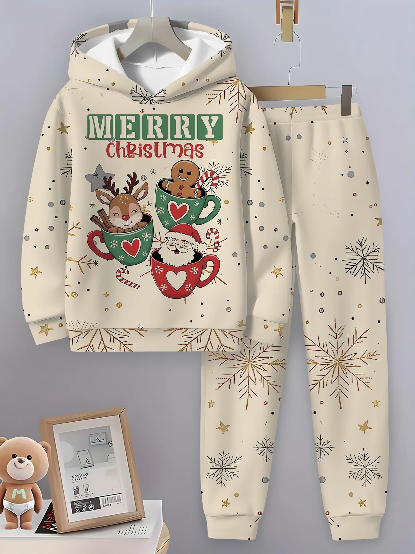 2pcs ' Christmas Hooded Sweatshirt Set - Reindeer & Gingerbread for Print Sweatsuits with Matching Hoodies, Soft Winter Outfits
2pcs ' Christmas Hooded Sweatshirt Set - Reindeer & Gingerbread for Print Sweatsuits with Matching Hoodies, Soft Winter Outfits