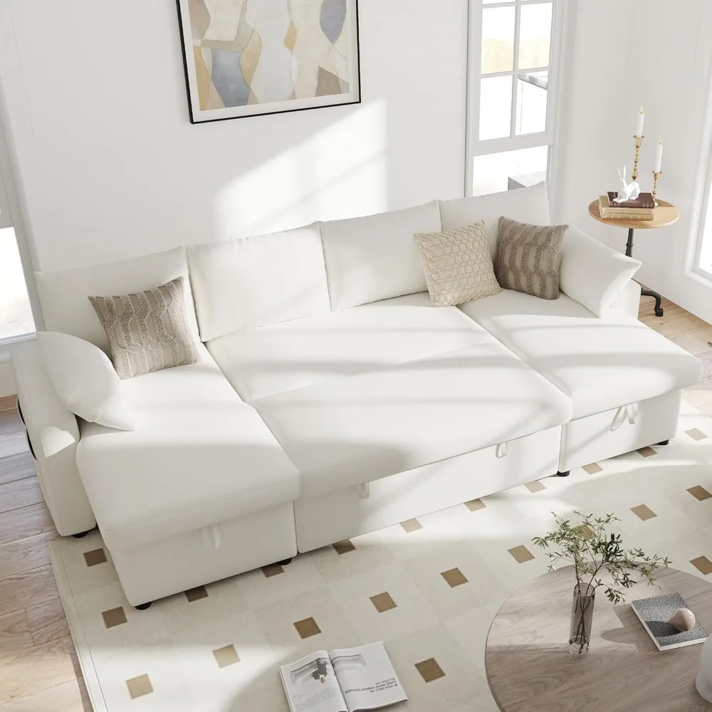 104'' Sofa Bed, U Shaped Chenille Sleeper Sofa Couch with Pull Out Bed and Chaise Storage, Customized
104'' Sofa Bed, U Shaped Chenille Sleeper Sofa Couch with Pull Out Bed and Chaise Storage, Customized