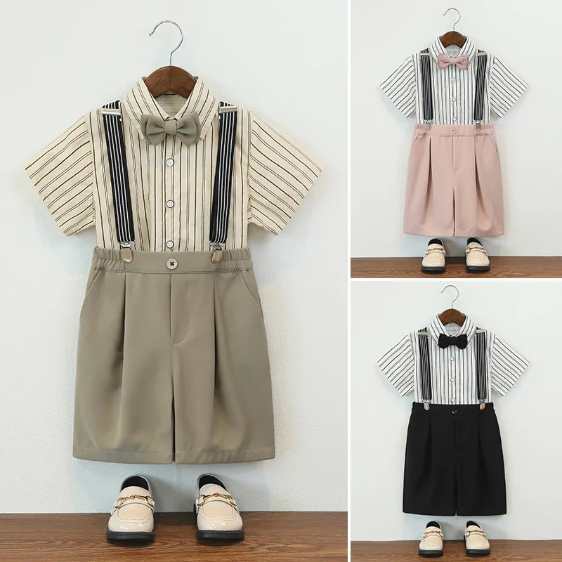JUCPKID Summer Children Boys Wedding Suit Elegant Kid Boy Striped Shirts Overalls Suit Kids Boys Shirt Shorts Bowtie Suit Outfit
JUCPKID Summer Children Boys Wedding Suit Elegant Kid Boy Striped Shirts Overalls Suit Kids Boys Shirt Shorts Bowtie Suit Outfit