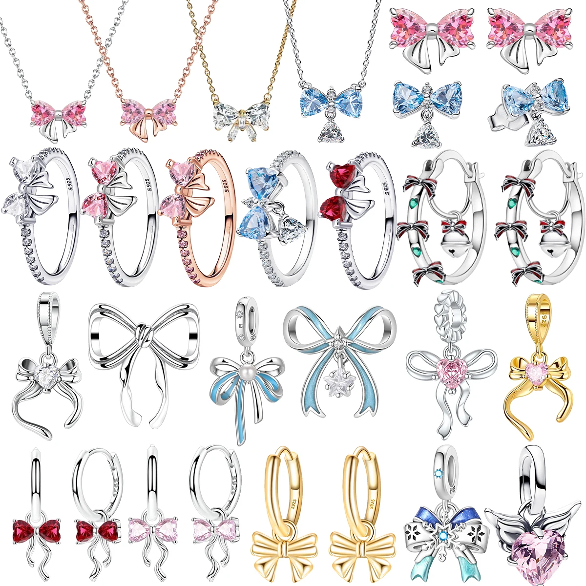 Original 925 Sterling Silver Charms Colorful Bow Set Earrings Ring Beads Pendant for Women Bracelets Necklaces DIY Jewelry Gift
Original 925 Sterling Silver Charms Colorful Bow Set Earrings Ring Beads Pendant for Women Bracelets Necklaces DIY Jewelry Gift